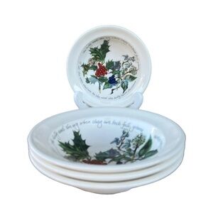 Portmeirion The Holly & The Ivy Festive 4-piece Breakfast Bowl Set Holiday NWT